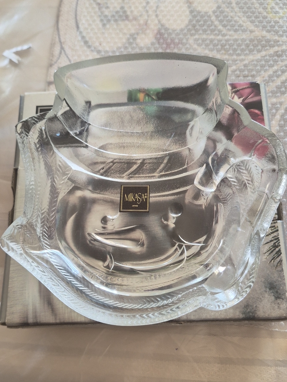 Mikasa Frosted Clear Glass Snowman Serving Dish